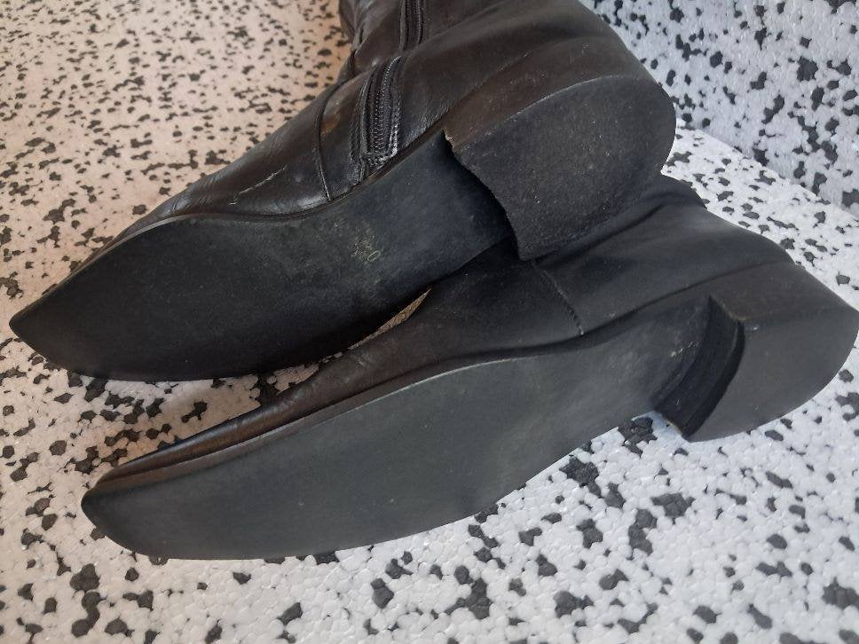 zwarte lange leren laarzen maat 40 met hak 2,5 cm, Ophalen of Verzenden, Gedragen, Zwart, Hoge laarzen
