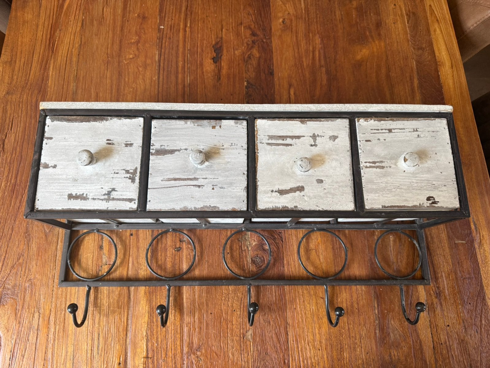 Landelijke Wandkapstok met Laden Brocante/Vintage Look, Huis en Inrichting, Woonaccessoires | Kapstokken, Zo goed als nieuw, Wandkapstok