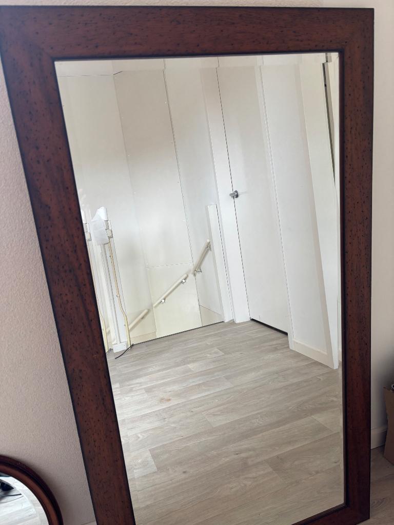 Spiegel hout geslepen glas, Ophalen of Verzenden, Rechthoekig, 50 tot 100 cm, 100 tot 150 cm