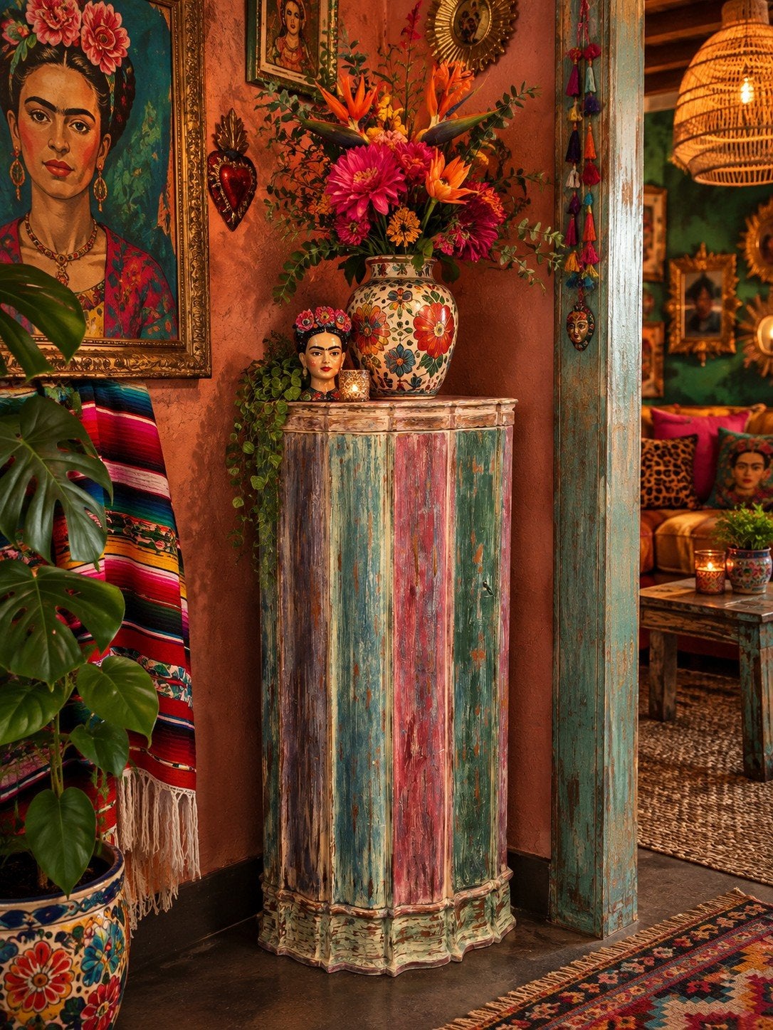 Shabby/Antiek /India/Hoekkast/Kast, Antiek en Kunst, Ophalen of Verzenden