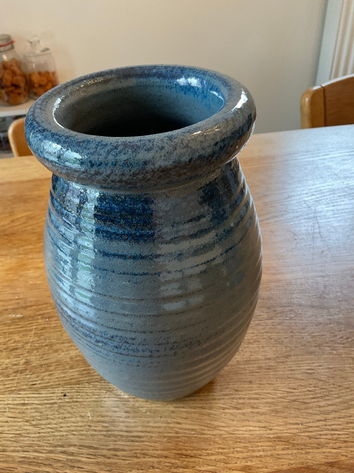 Handgemaakte vaas - Blauw/Grijs - Klaas Fenne de Leeuwe, Ophalen