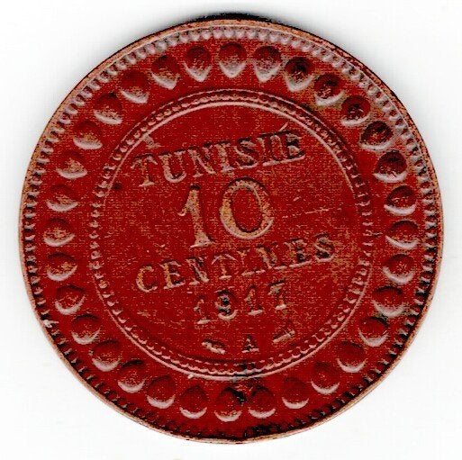 26-1727 Tunesie 10 centimes 1917A, Ophalen of Verzenden, Overige landen, Losse munt