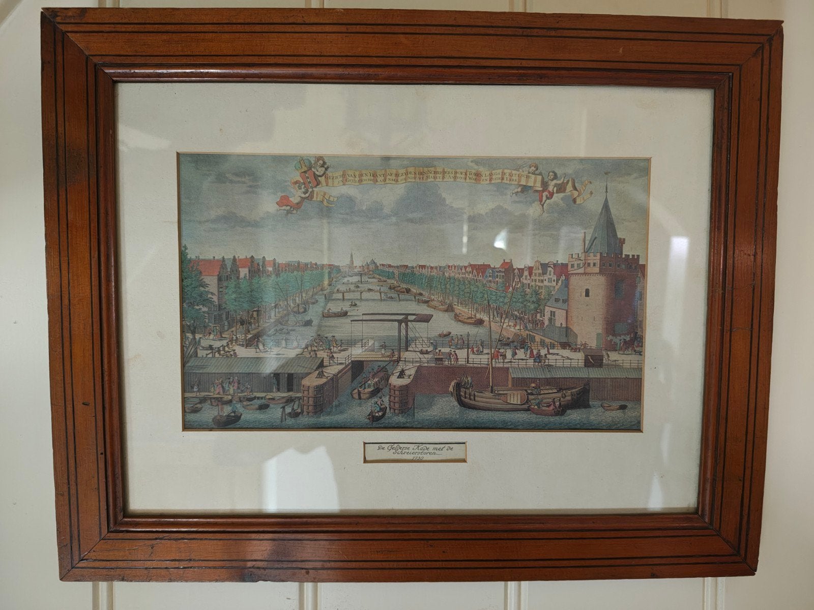 vintage print van Amsterdam, Ophalen of Verzenden, Voor 1940, Gebruikt