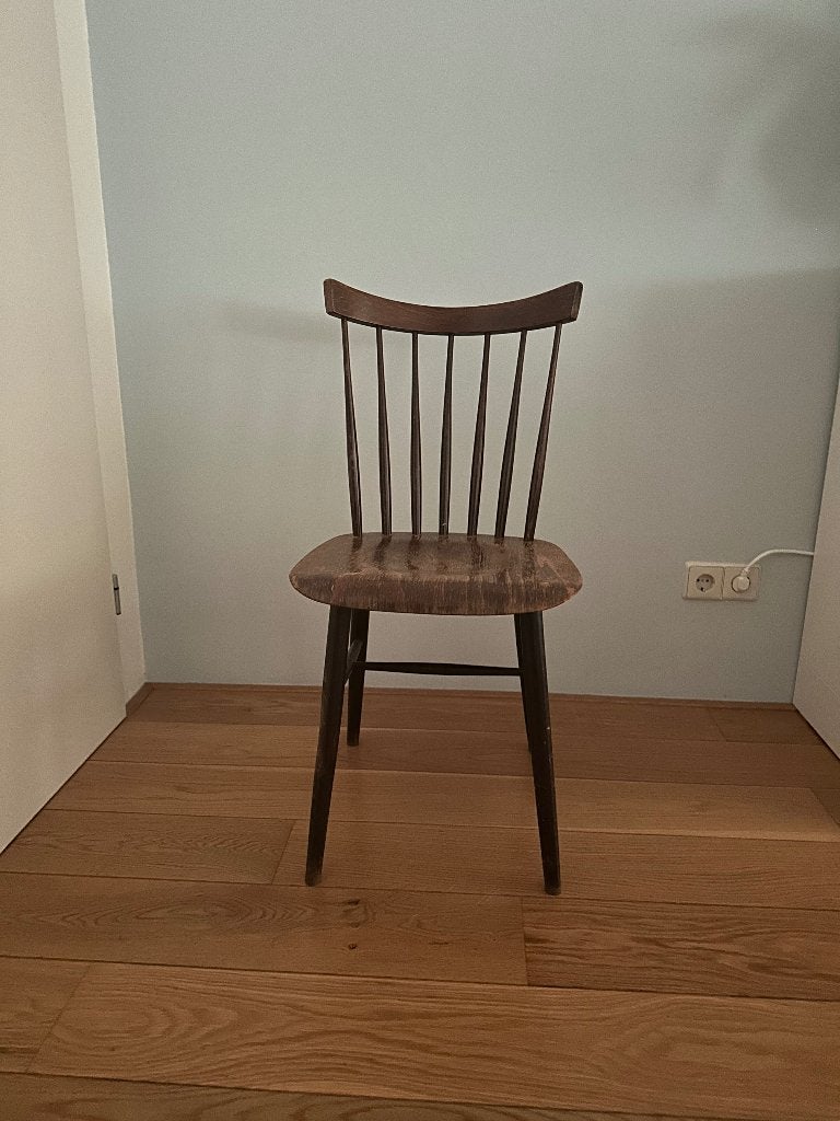 Spijlenstoel vintage, Ophalen, Gebruikt, Bruin, Scandinavisch