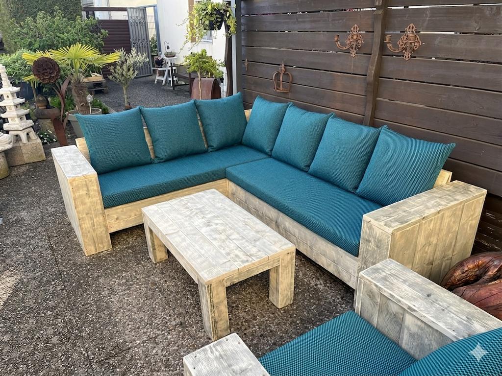 Foto 3 van Steigerhout hoekbank loungeset tuinset loungebank zwevend