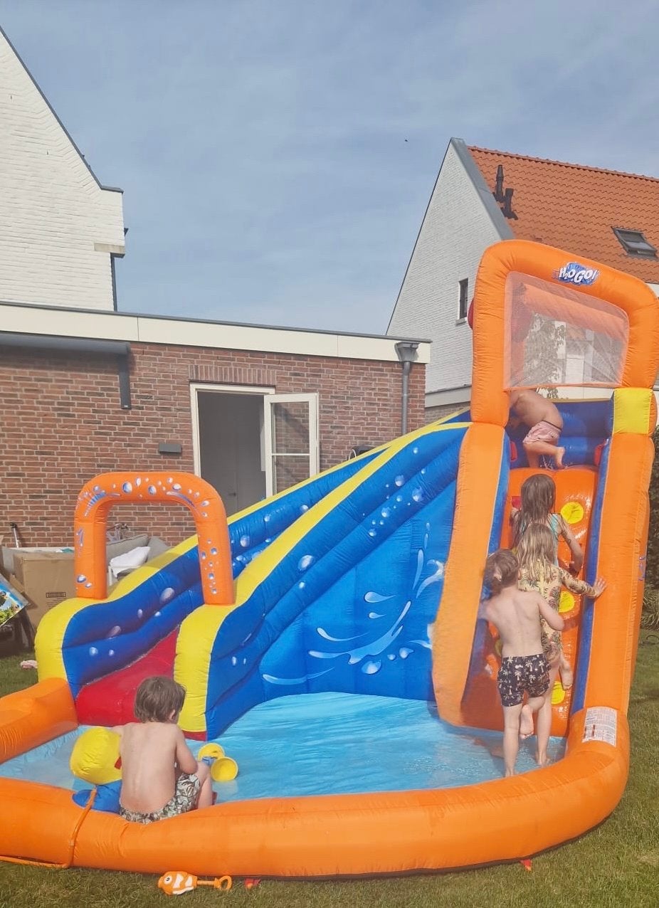 Opblaasbaar waterpark met glijbaan en zwembad, Kinderen en Baby's, Ophalen, Gebruikt