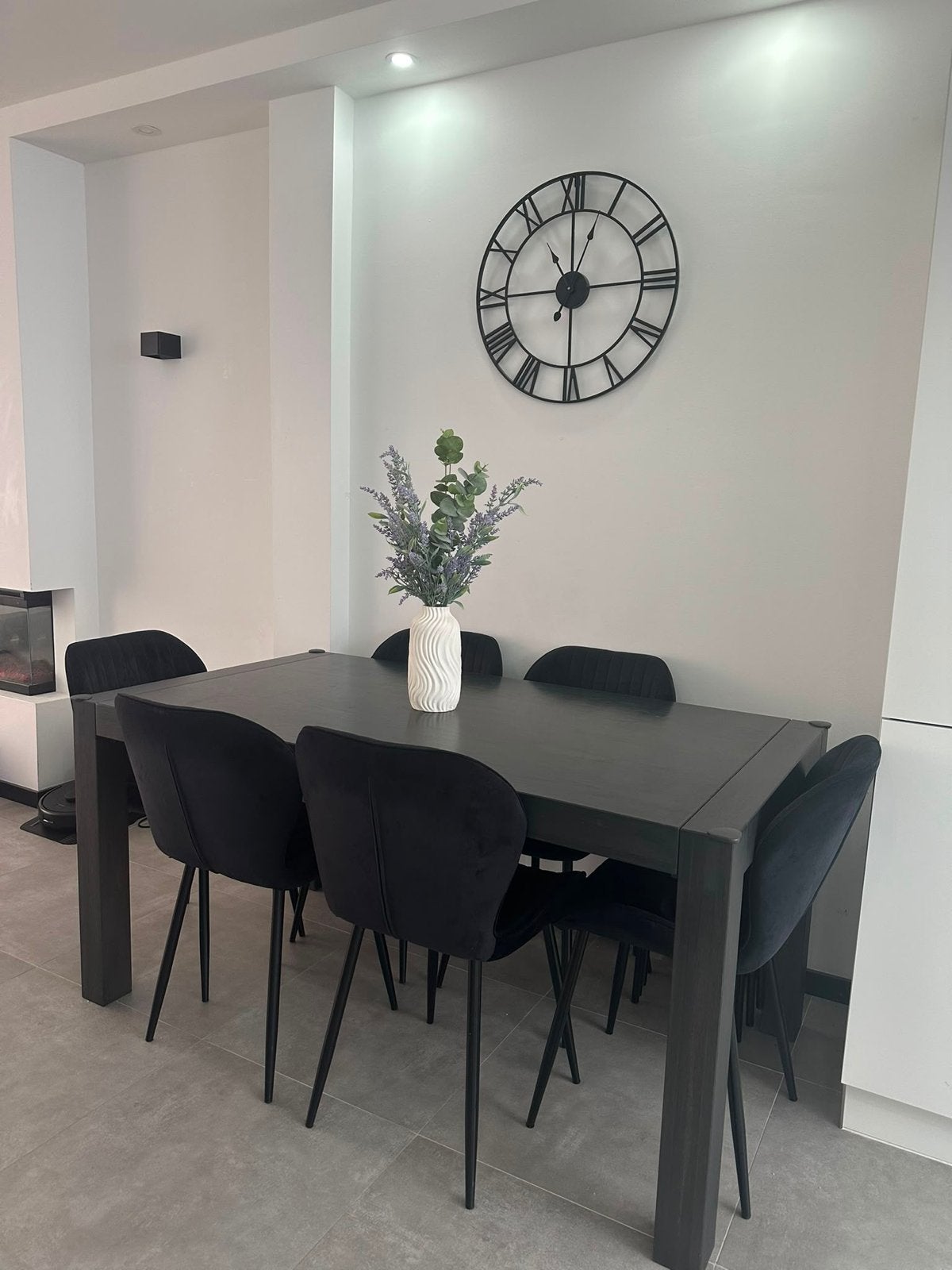 Uitschuifbare eettafel met 6 stoelen - Zwart, Ophalen, Gebruikt, 50 tot 100 cm, Vijf personen of meer