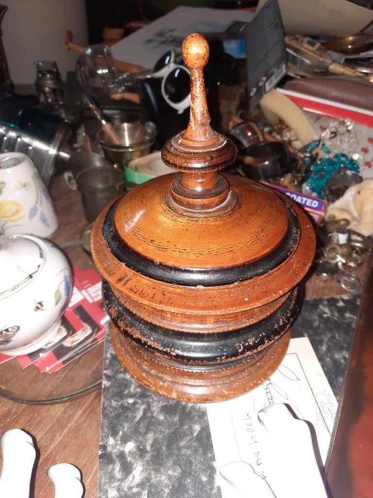 Antieke houten tabaksdoos met deksel, Ophalen of Verzenden