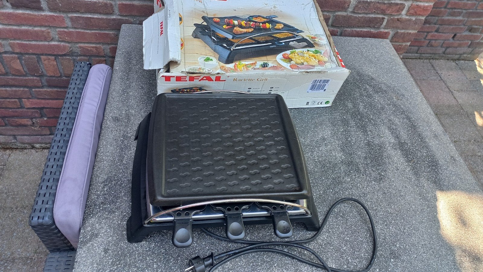 Tefal Raclette Grill - bakplaat met 6 pannetjes, Ophalen of Verzenden, Zo goed als nieuw, 4 t/m 7 personen
