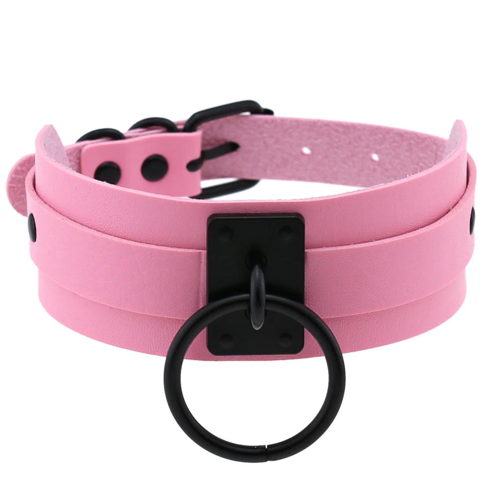 Roze halsband met ring / choker dames heren ketting, Verzenden, Nieuw, Roze, Overige materialen