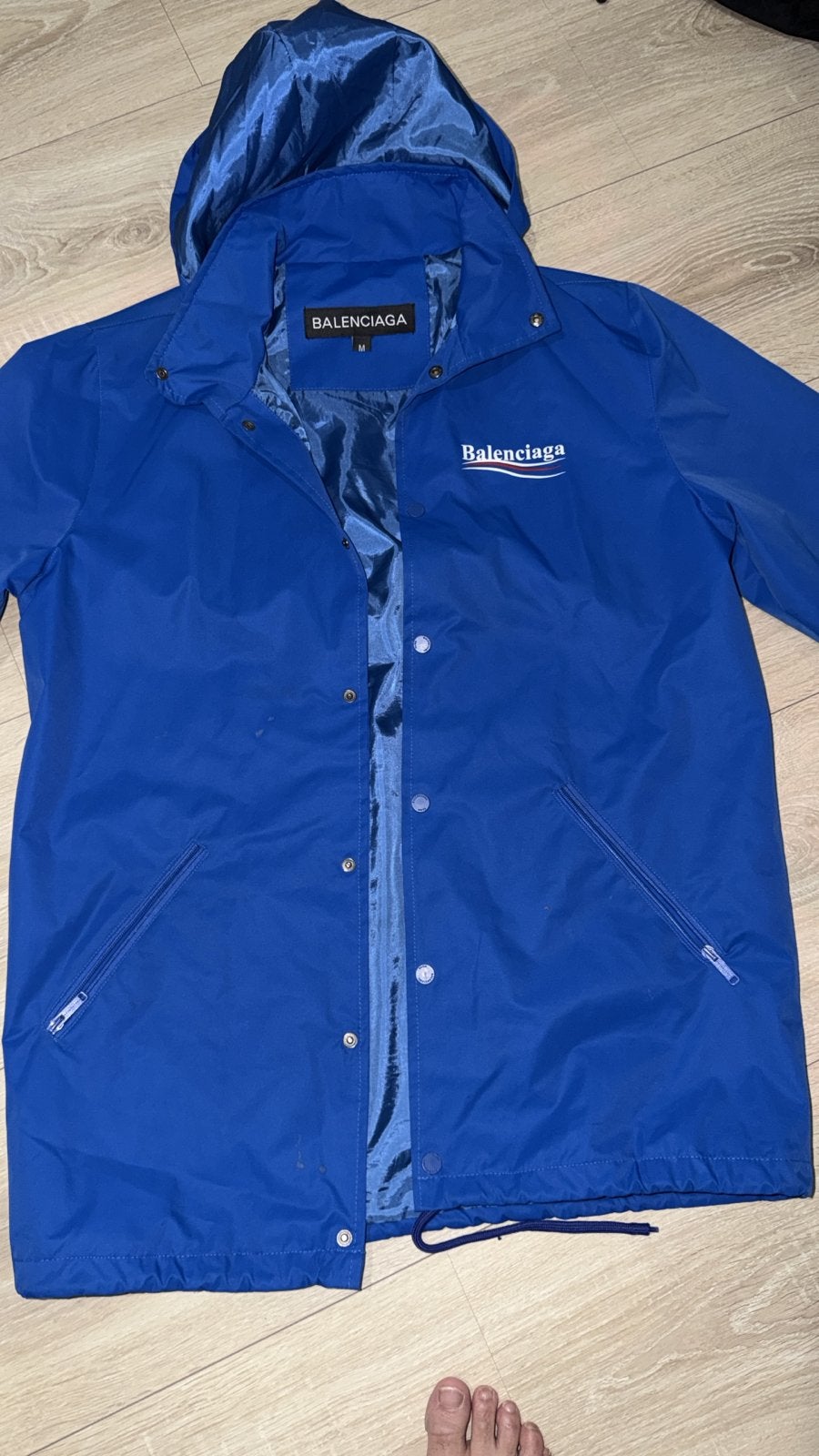 Balenciaga Windbreaker Jas - Blauw - Maat M, Ophalen of Verzenden, Zo goed als nieuw, Maat 48/50 (M), Blauw