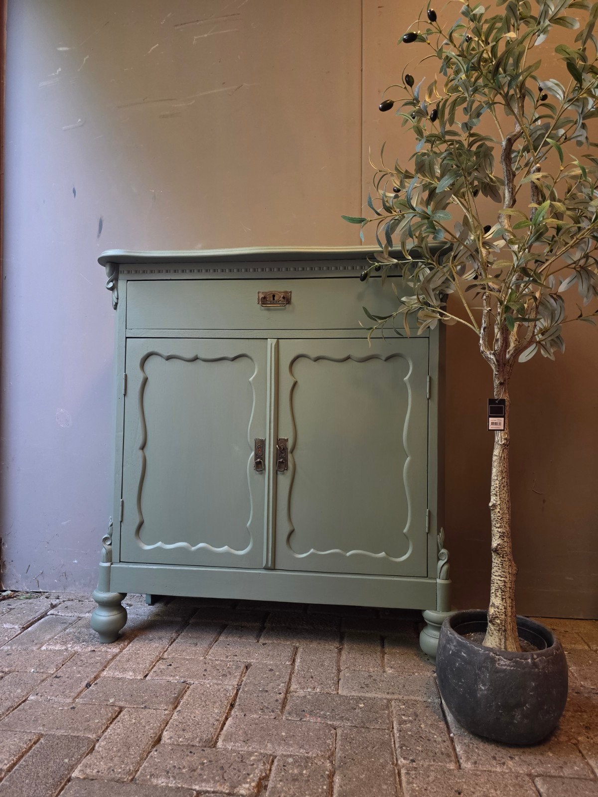 Groene Biedermeier meidenkastje dressoir, Ophalen of Verzenden