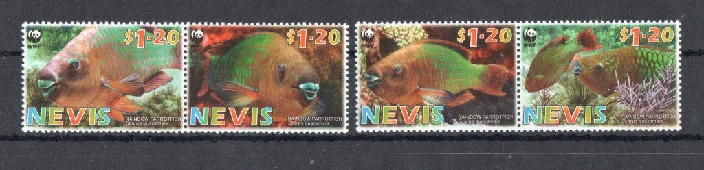 WWF set postzegels van de Regenboogpapegaaivis, Ophalen of Verzenden, Postfris, Dier of Natuur