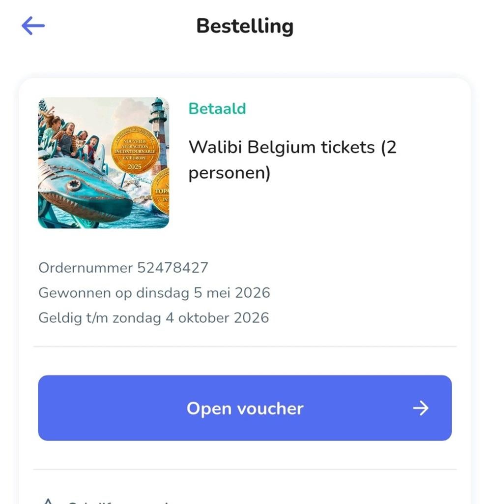 Walibi belgium tickets 2, Twee personen, Ticket of Toegangskaart