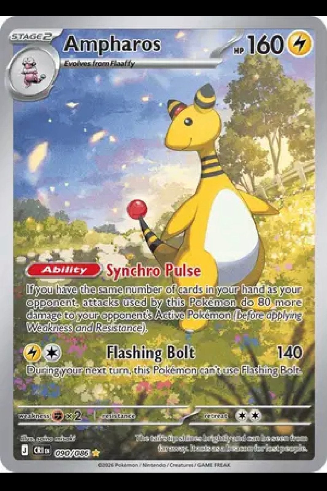Ampharos Pokémon Kaart 090/086 - Zeldzaam!, Ophalen of Verzenden, Zo goed als nieuw, Losse kaart