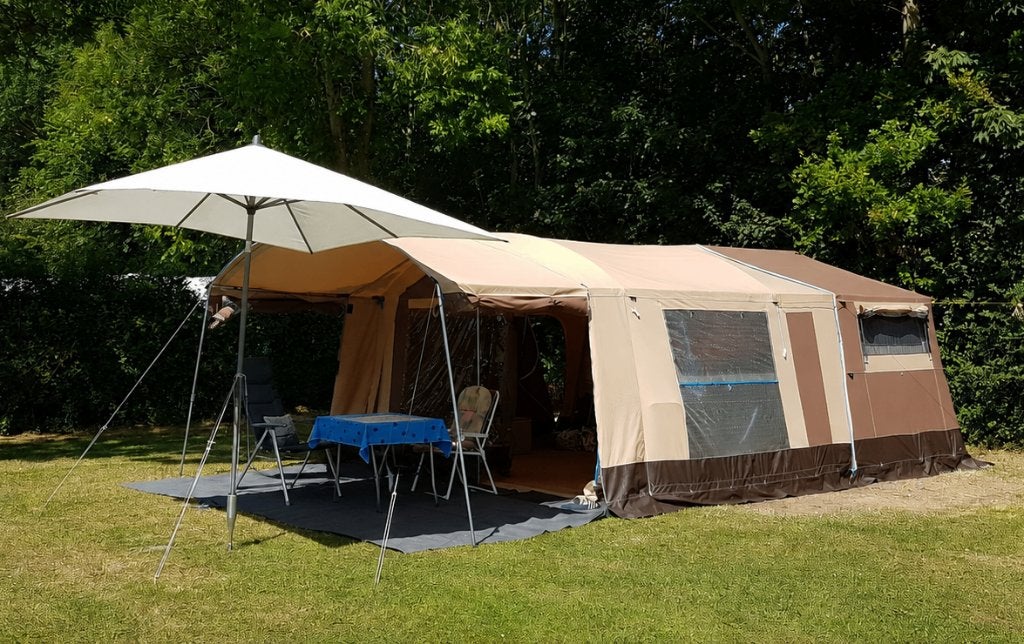 Trigano Galleon Grand Luxe 2019 vouwwagen, Ophalen, Trigano, Beige, Aanwezig