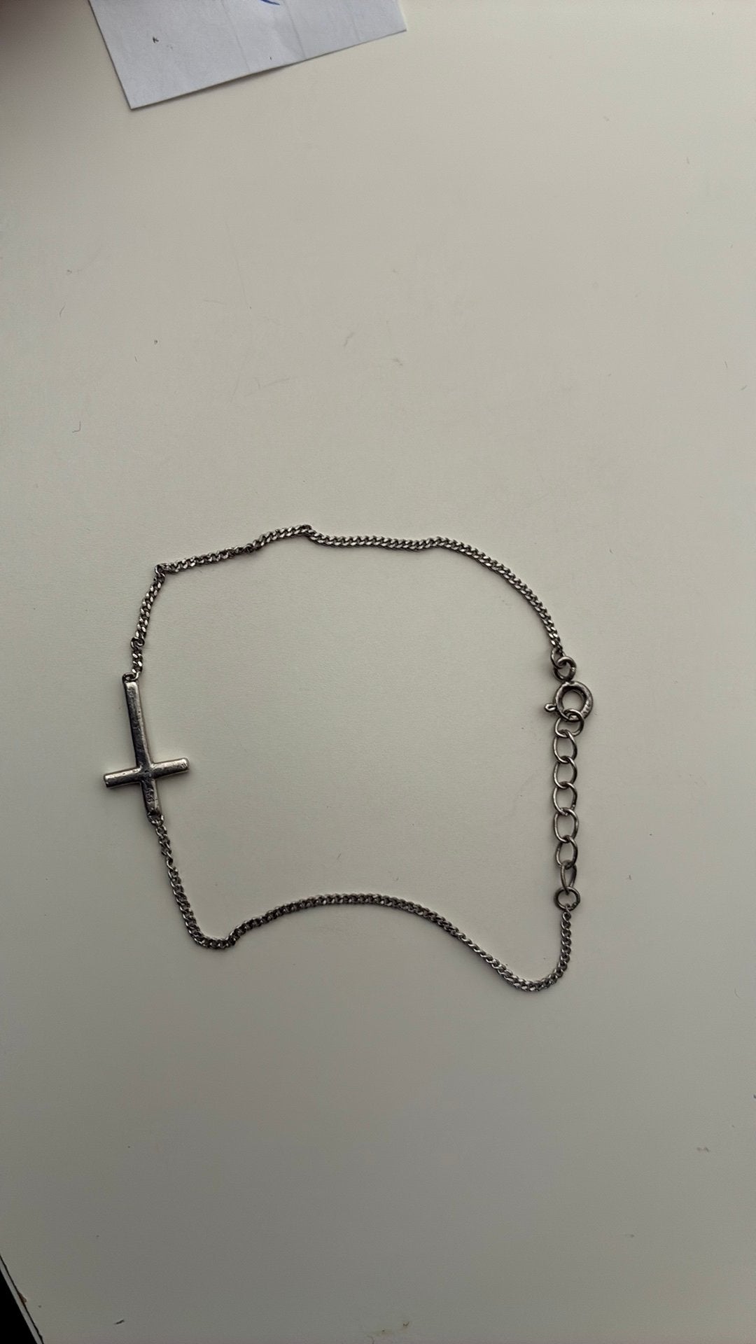 925 zilver gekeurd armbandje met kruisje, Ophalen of Verzenden, Gebruikt, Zilver, Zilver