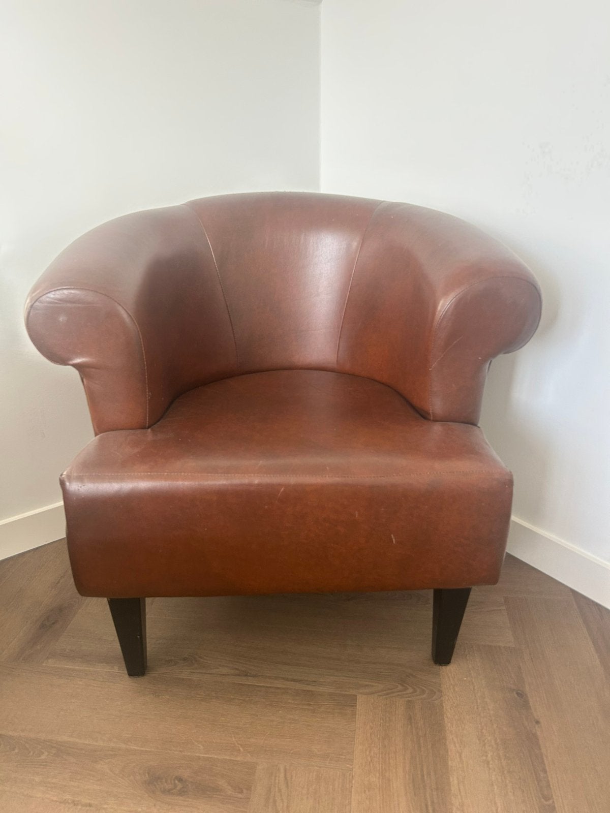 Bruine fauteuil - gratis op te halen, Ophalen of Verzenden, Zo goed als nieuw, 75 tot 100 cm, 50 tot 75 cm