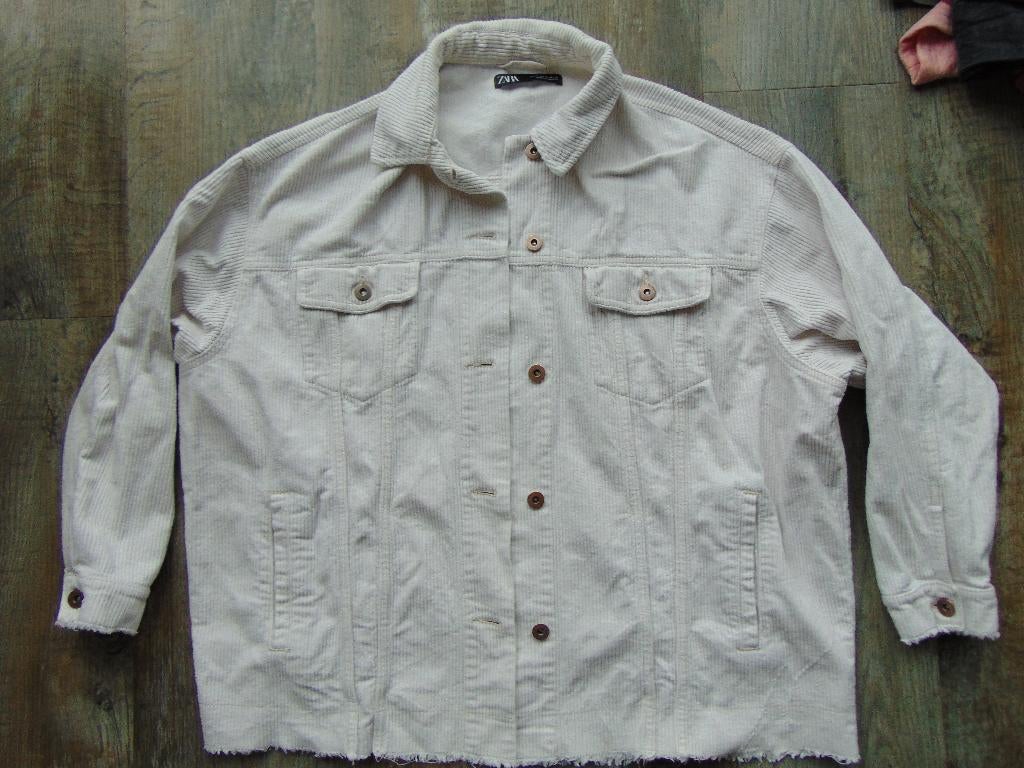 Zara overshirt off-white ribstof maat M jas / jasje, Zara, Maat 48/50 (M), Wit, Ophalen of Verzenden