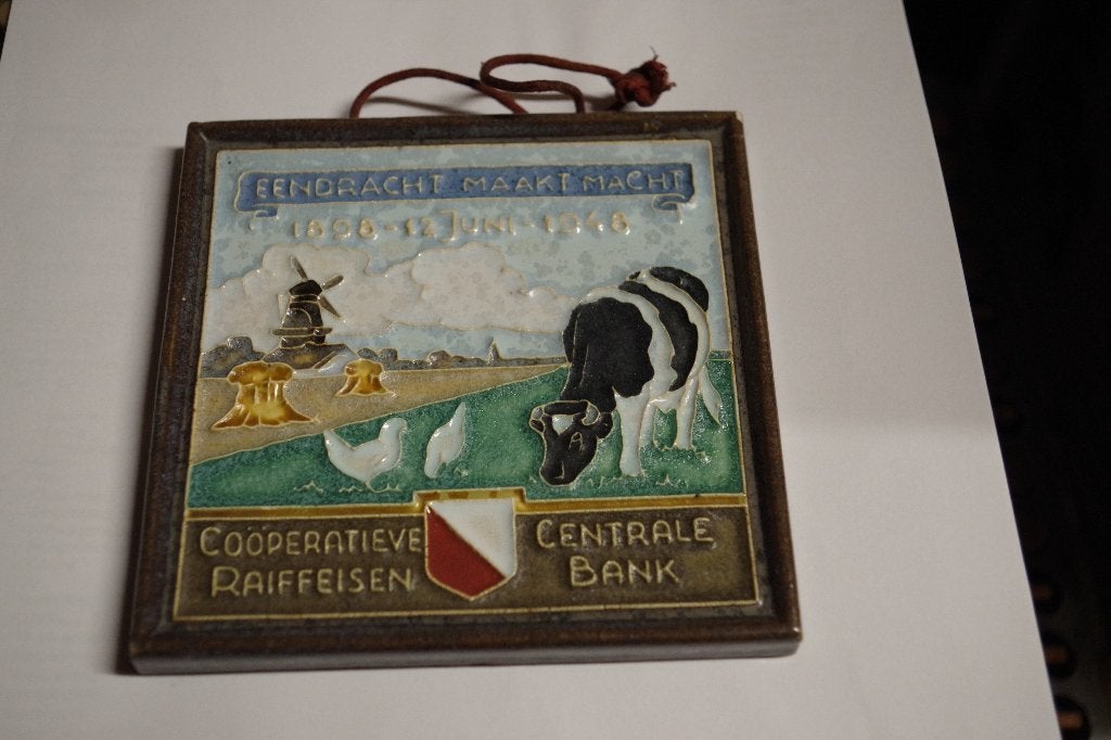 Tegel De Porceleyne fles Raiffeisen bank Henk Tieman, Ophalen of Verzenden
