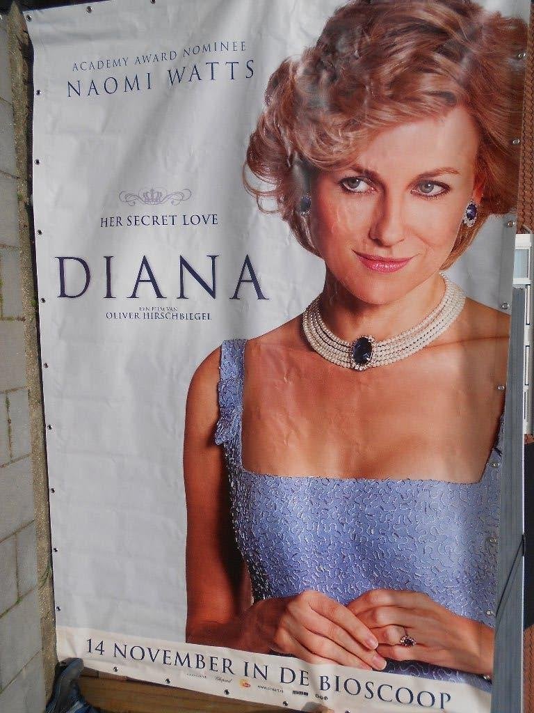 Groot canvas doek Diana filmposter Naomi Watts, Verzamelen, Ophalen, Deurposter of groter, Canvas of Doek, Film en Tv