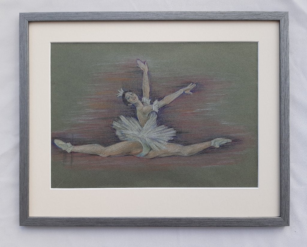 Origineel vintage schilderij van een ballerina, Antiek en Kunst, Impressionistisch, Ophalen of Verzenden, Overige onderwerpen