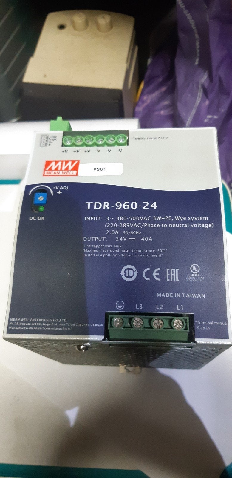 Mean Well TDR-960-24 Industriële Voeding 24V 40A, Ophalen of Verzenden