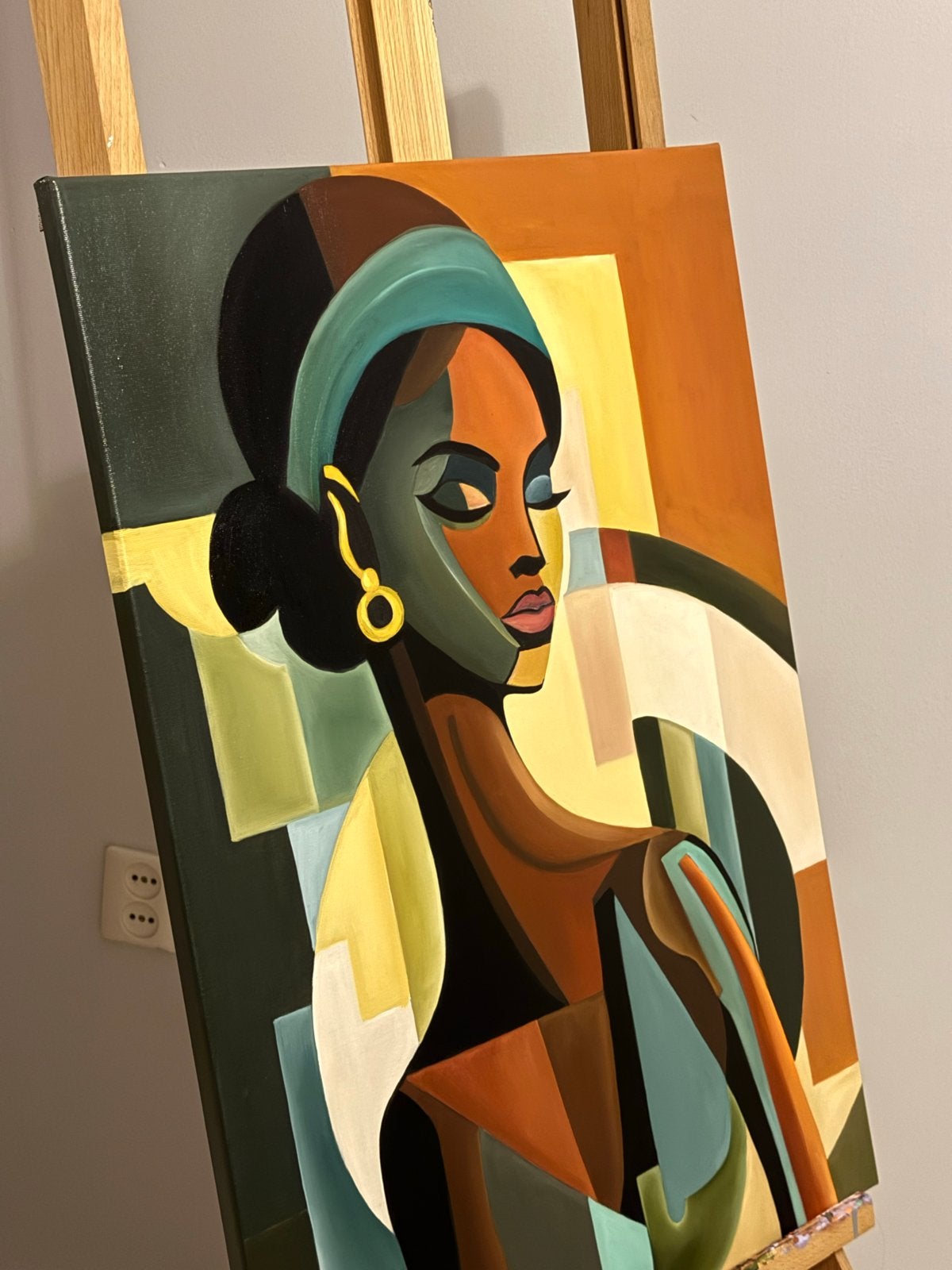 Schildrij op canvas50.70 cm, Handgeschilderd, Ophalen of Verzenden, Gemengde techniek, Portret