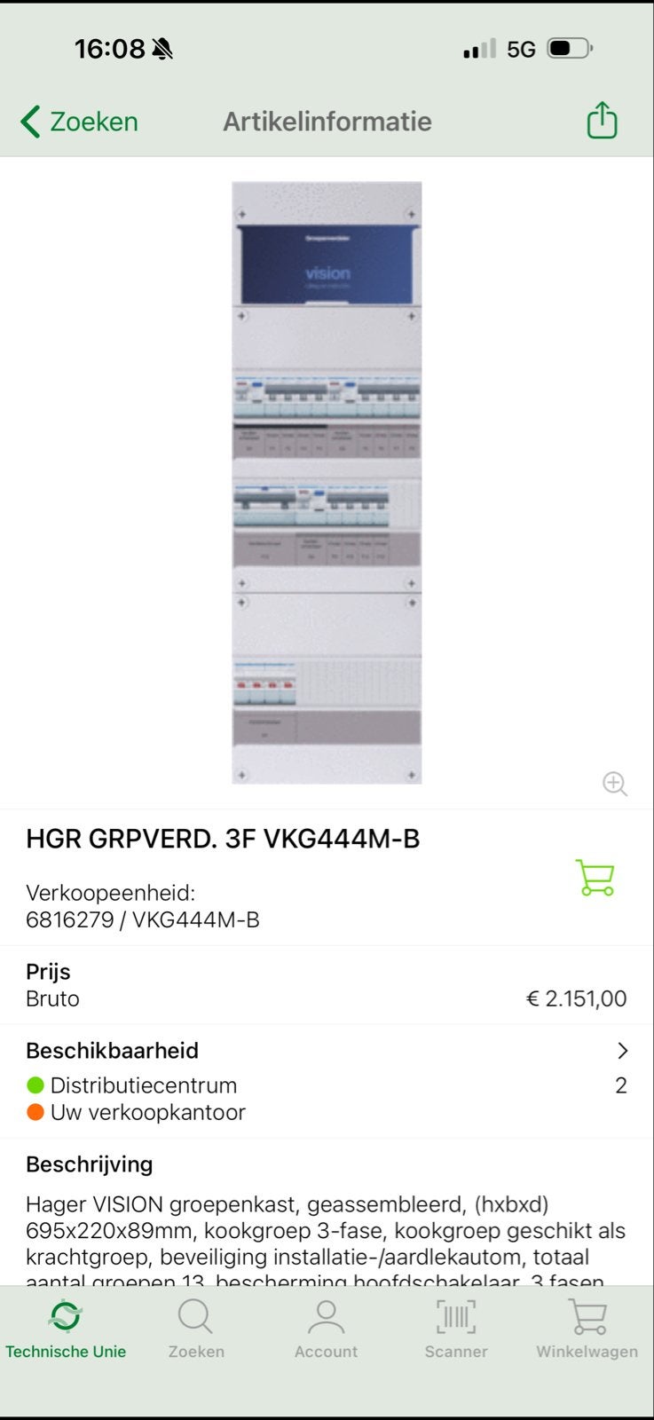 Hager VISION Groepenkast 3-fase met Kookgroep, Ophalen of Verzenden, Nieuw, Hager, Groepenkast