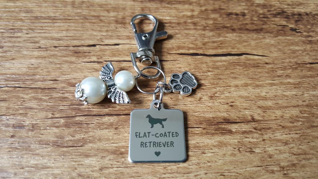 Sleutelhanger Flat coated retriever RVS met beschermengeltje, Verzenden, Nieuw