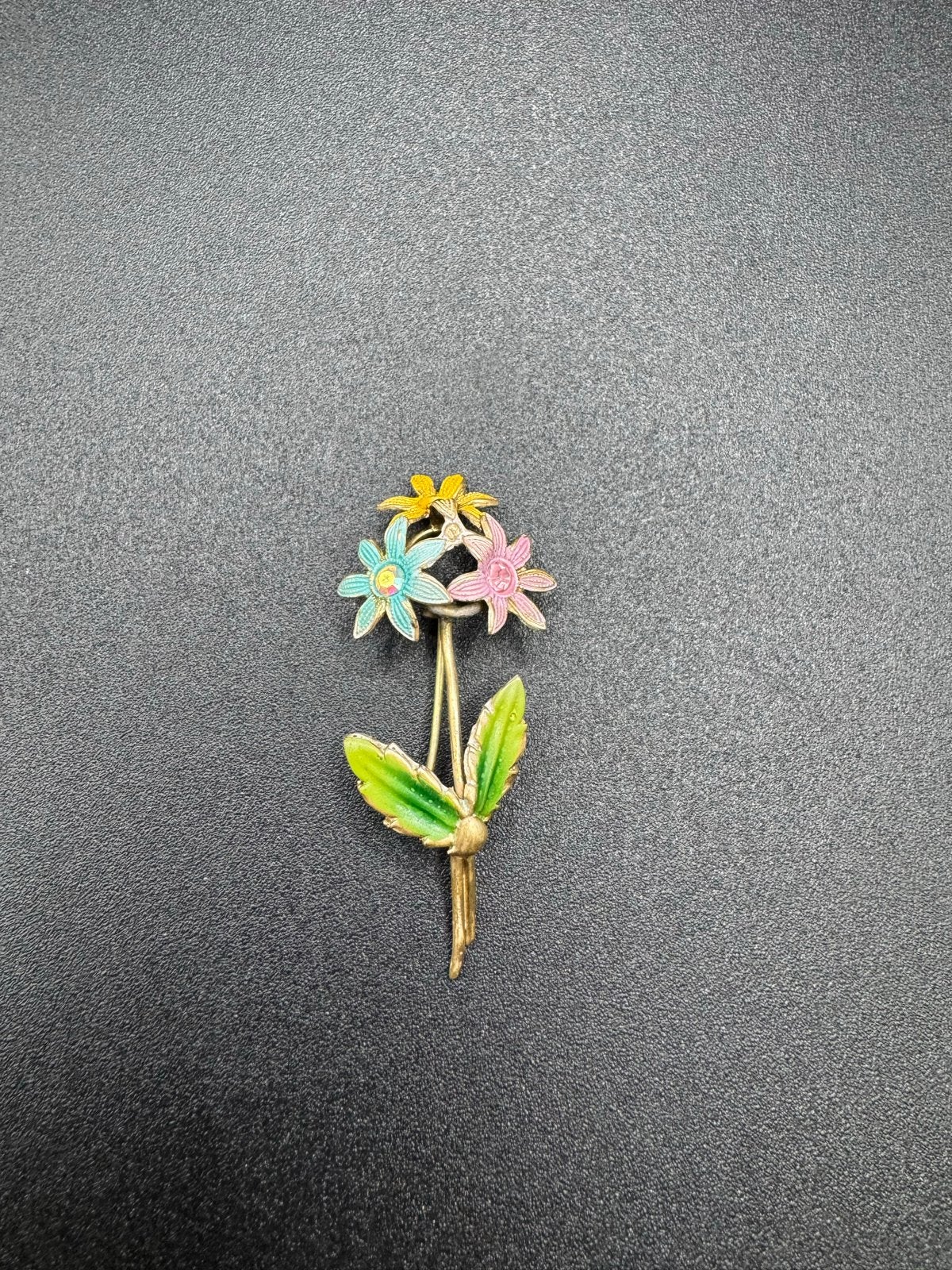 Vintage Broche Bloemen Emaille, Overige materialen, 4 tot 7 cm, Gebruikt, Verzenden