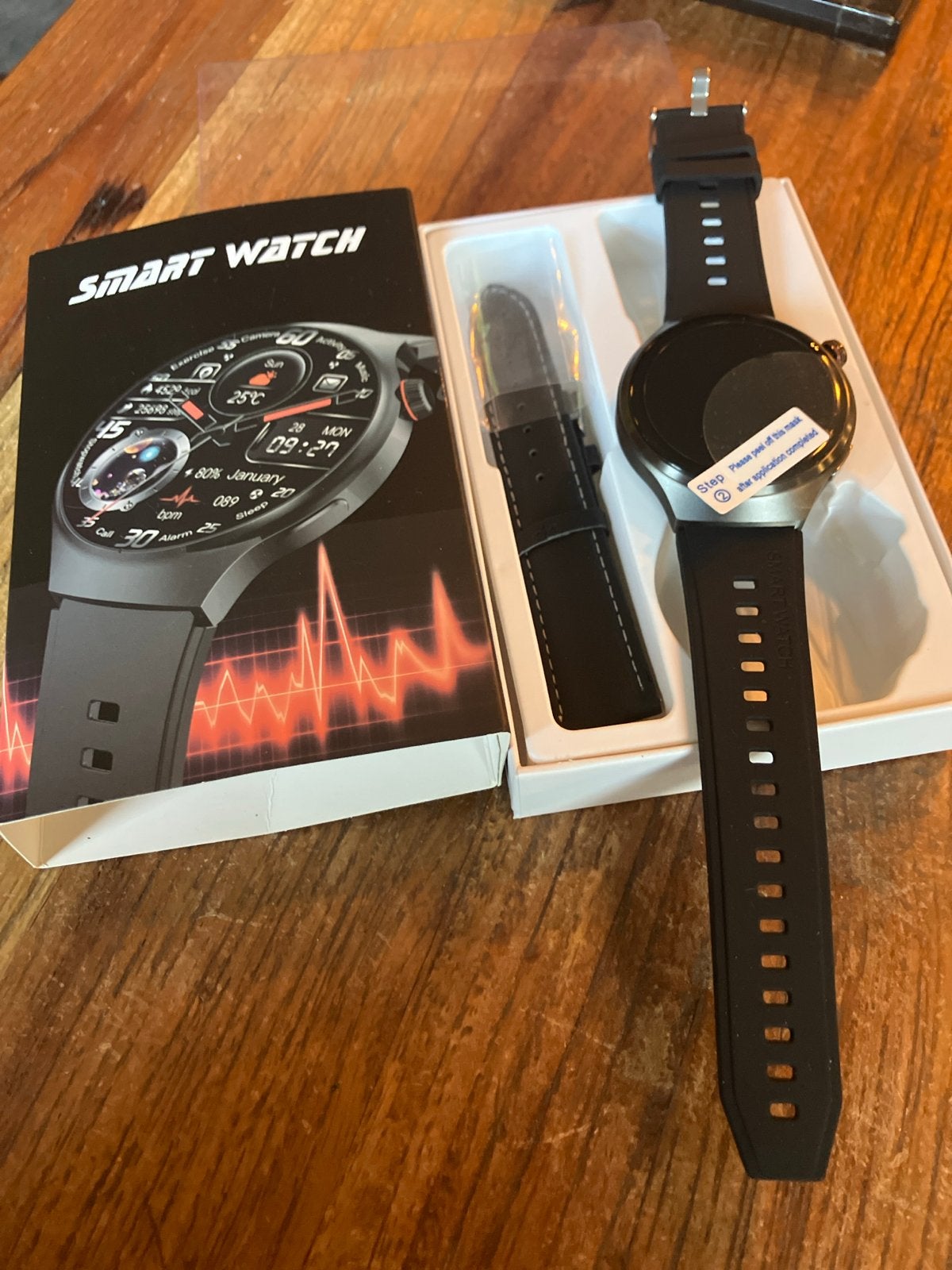Smartwatch met hartslagmeter en stappenteller - Zwart, Zwart, Nieuw, Ophalen of Verzenden, Android