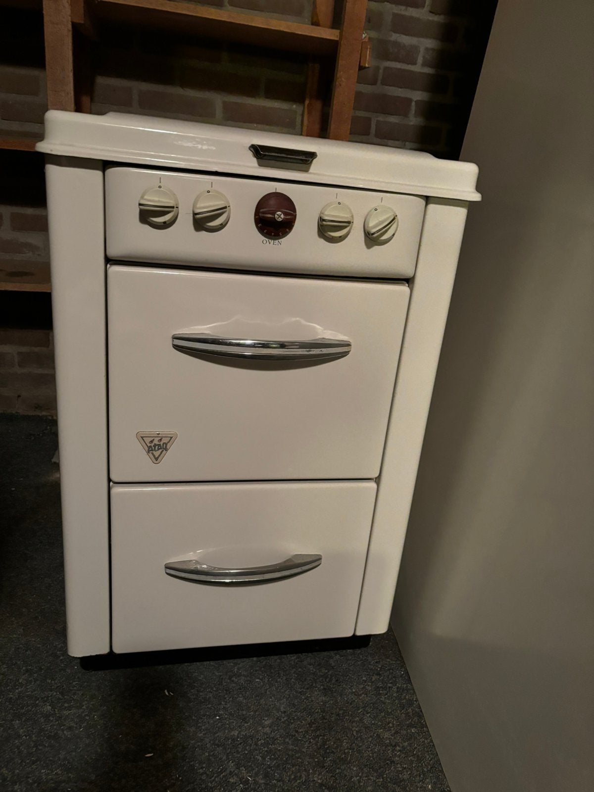 Vintage Atag kookstel met oven, Ophalen, 1 of 2 laden, 50 tot 100 cm, Zo goed als nieuw