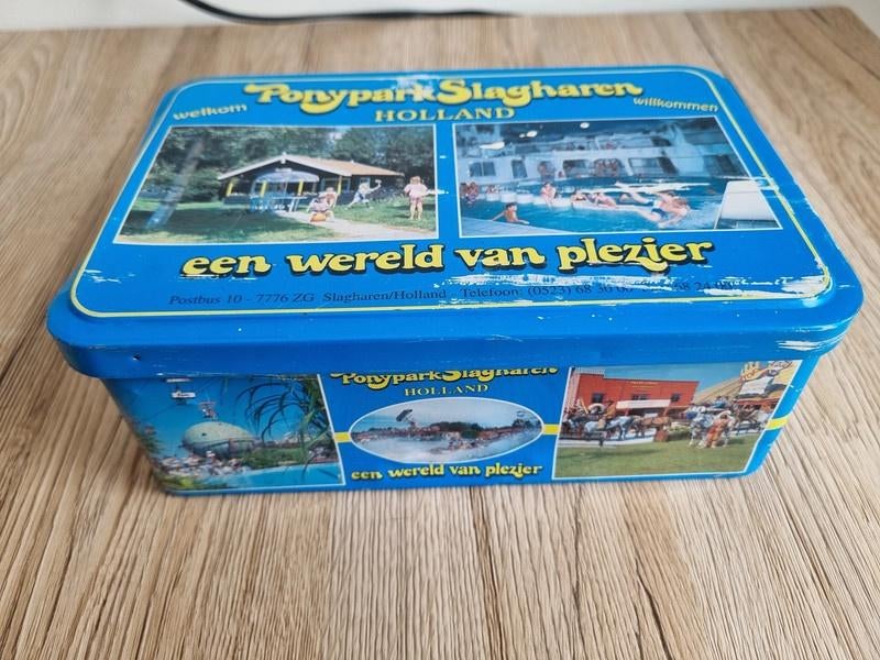 2 Zeldzame Vintage Blikken van Attractie Ponypark Slagharen, Verzamelen, Blikken, Verzenden, Gebruikt, Overige, Overige merken