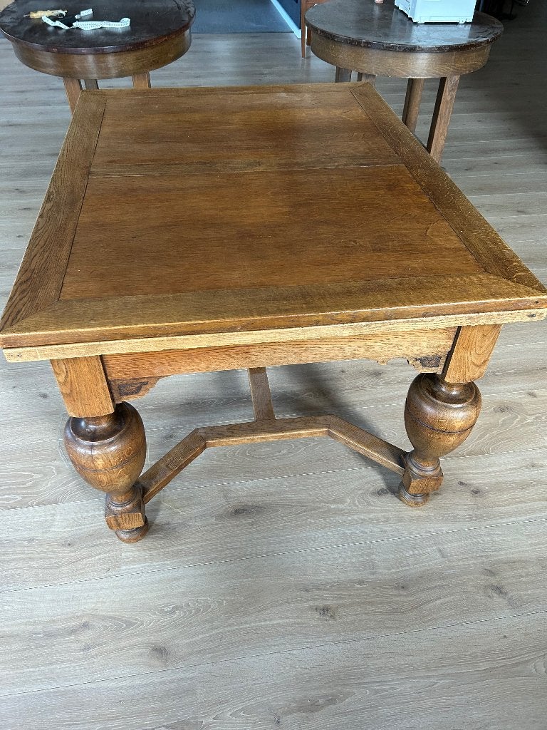 Tafel, Gebruikt, Eikenhout, 200 cm of meer, 50 tot 100 cm