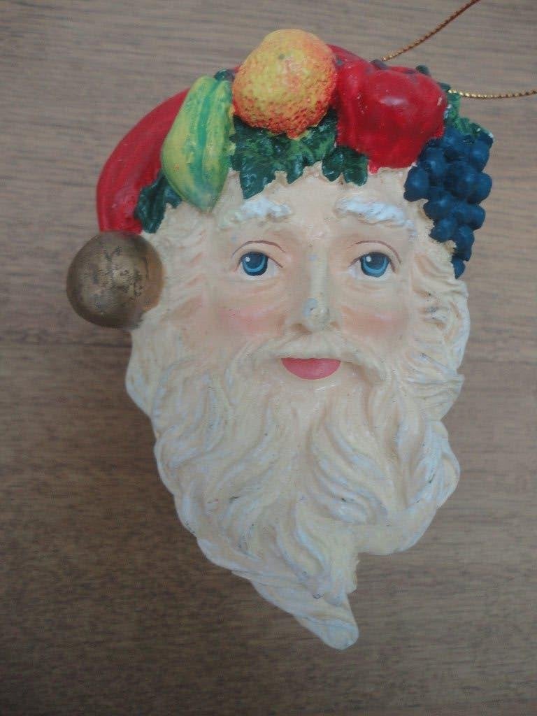 Mooie grote kerstbal van hoofd kerstman (hard plastic), Ophalen of Verzenden, Gebruikt