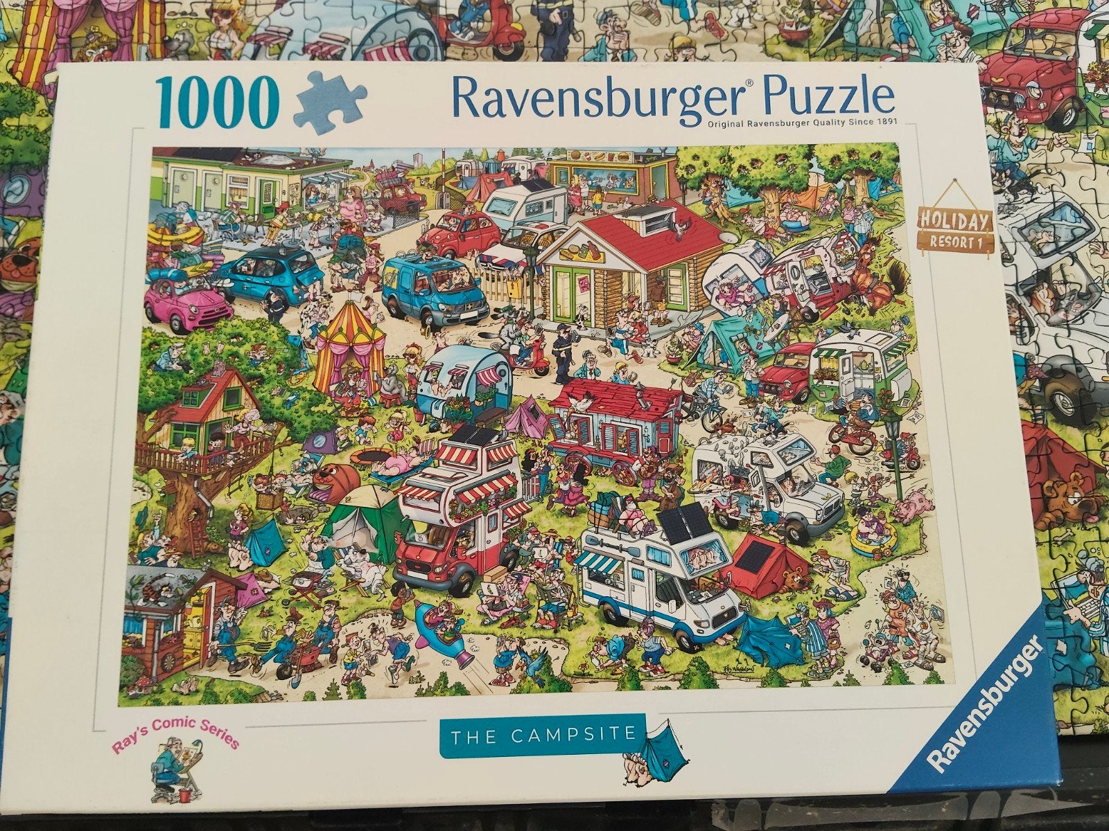 Ravensburger Legpuzzel 1000 stukjes - The Campsite, Ophalen of Verzenden, 500 t/m 1500 stukjes, Zo goed als nieuw, Legpuzzel