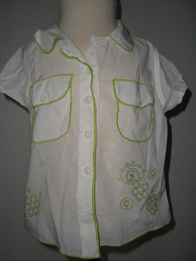 HEMA blouse wit lime 92 in ~~nieuw~~ staat, Verzenden, Zo goed als nieuw, Meisje, Overhemd of Blouse