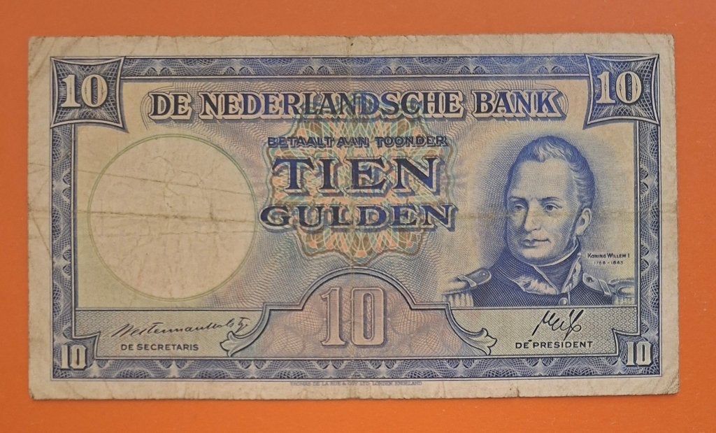 Bankbiljet 10 gulden 1945 Mijnbouwgebied, cat. PL43.a, Verzenden, 10 gulden, Los biljet