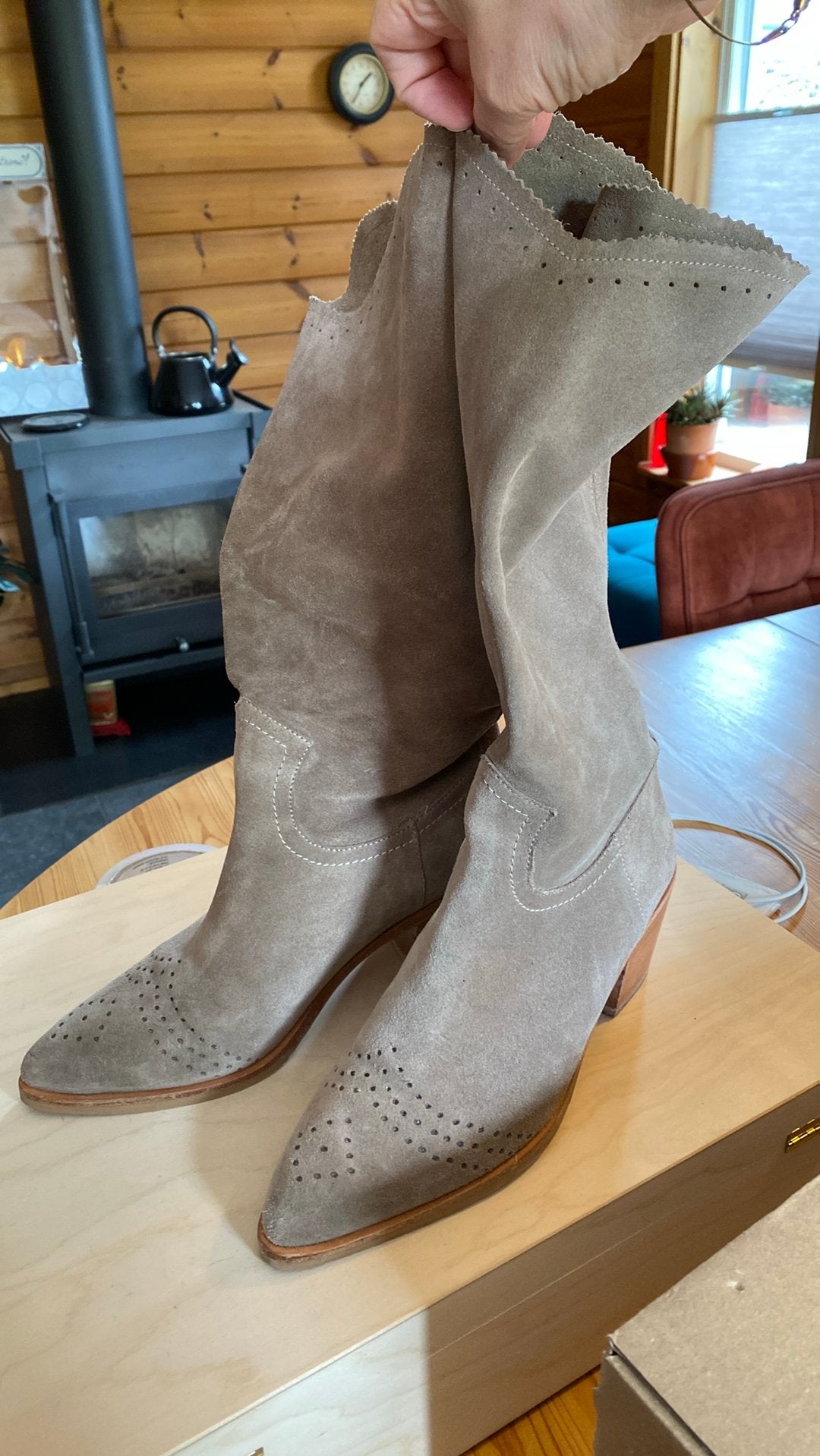 Zomerlaarzen FRED DE LA BRETONIERE, Kleding | Dames, Schoenen, Hoge laarzen, Verzenden, Beige, Zo goed als nieuw