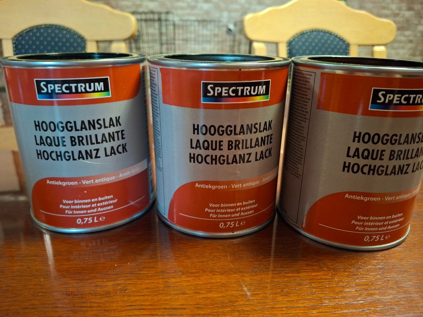 antiekgroene verf 3 blikken, Doe-het-zelf en Verbouw, Verf, Beits en Lak, Nieuw, Ophalen of Verzenden, Verf, Minder dan 5 liter