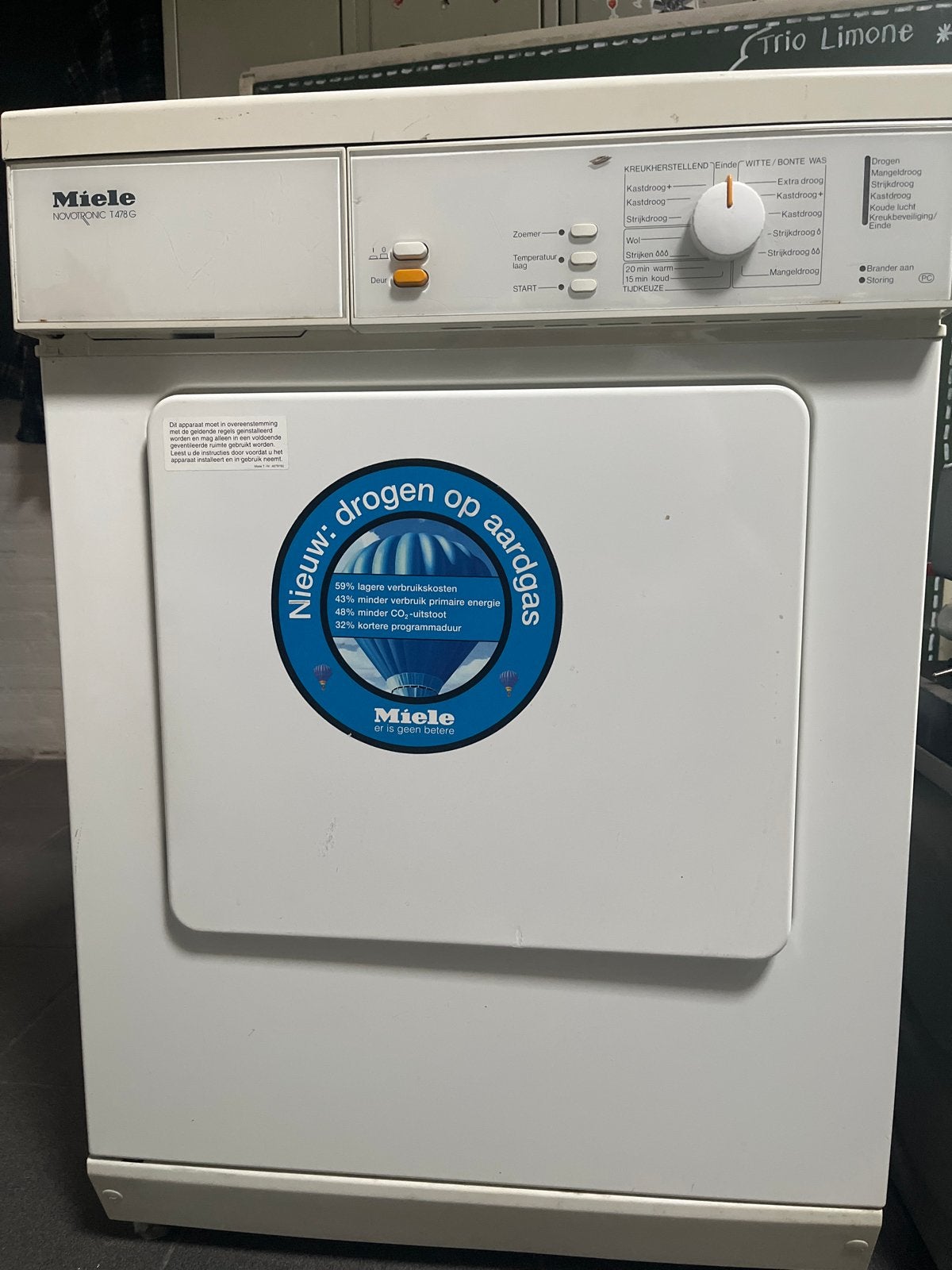 Miele Novotronic T478G Droger - Nieuw: Drogen op aardgas, Witgoed en Apparatuur, Wasdrogers, 6 tot 8 kg, Gebruikt, Luchtafvoer
