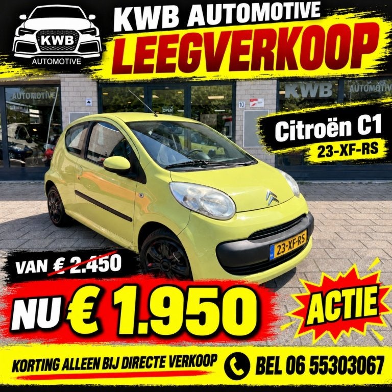 Citroën C1 1.0-12V 3-deurs | Airco | Nieuwe koppeling Bande, Auto's, Voorwielaandrijving, Gebruikt, 4 stoelen, C1