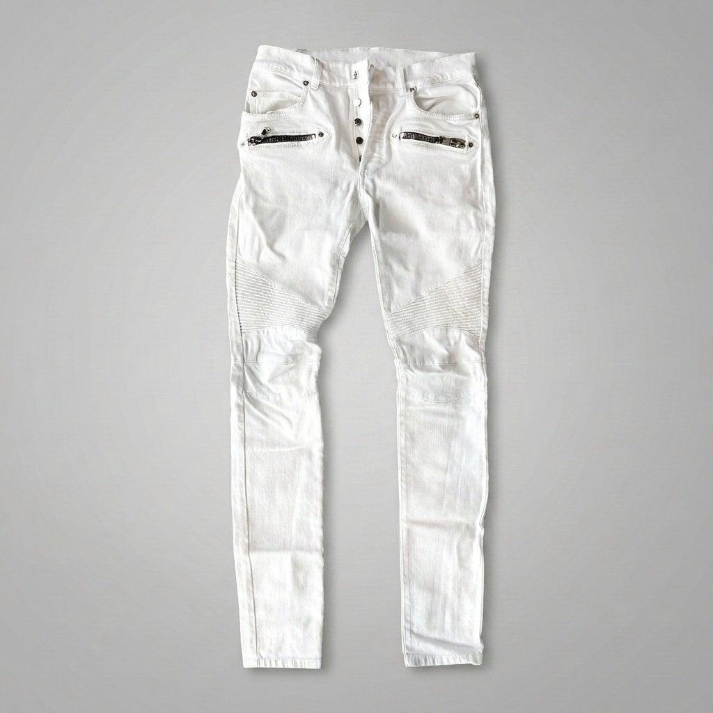 Balmain Biker Jeans wit - Maat 28, Ophalen, Balmain, Wit, W32 (confectie 46) of kleiner