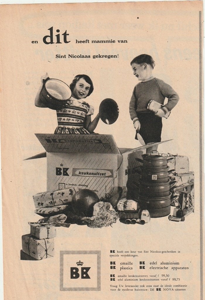 Retro reclame 1956 BK Kampen pannen jongetje meisje uitzet, Verzenden, Overige typen