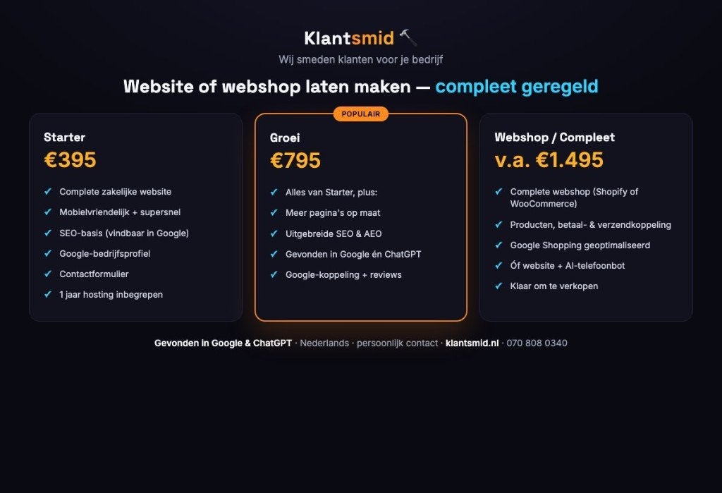 Website of webshop laten maken compleet & vindbaar in Google, Diensten en Vakmensen, Webdesigners en Hosting, Domeinregistratie