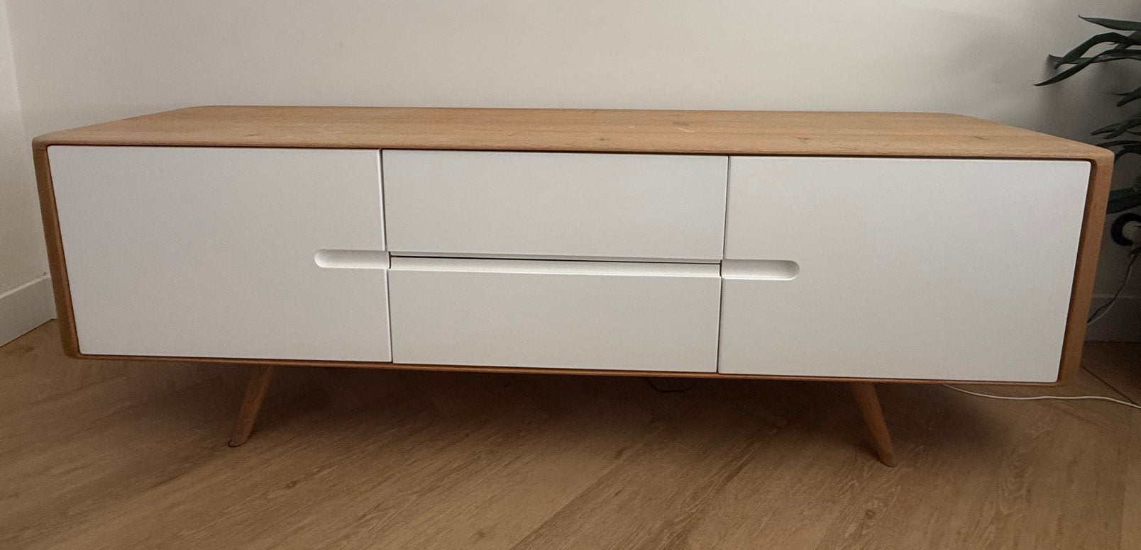 Goossens dressoir – wit/eiken, Ophalen, Zo goed als nieuw, 25 tot 50 cm, Minder dan 100 cm