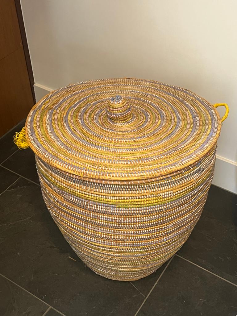 Grote opbergmand met deksel, Ophalen, Gebruikt, Mand, Rond