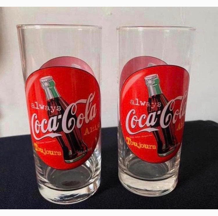2 Coca-cola glazen Always Altijd Toujours. H. 14 cm., Verzamelen, Glas en Borrelglaasjes, Ophalen of Verzenden, Zo goed als nieuw