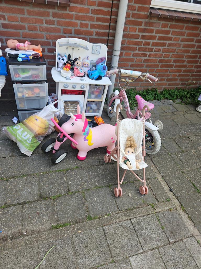 Grote speelgoedset: Eenhoorn, fiets, poppenwagen en meer!, Ophalen, Gebruikt, Jongen of Meisje